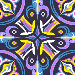 contemporary switching colorful floral pattern on dark violet