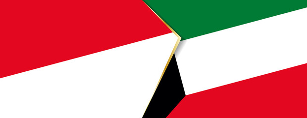 Monaco and Kuwait flags, two vector flags.