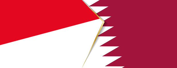 Monaco and Qatar flags, two vector flags.