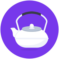 
An editable vector of tea kettle, flat icon design 
