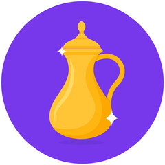 
A pot with handle, concept of arabic teapot icon 
