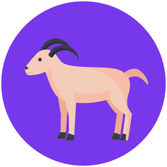 
A domestic animal, icon of goat in flat vector 

