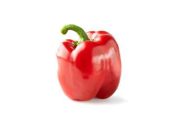 Single red peppers isolated on white background. Clipping Path