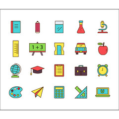 set of flat icons on white background for educations