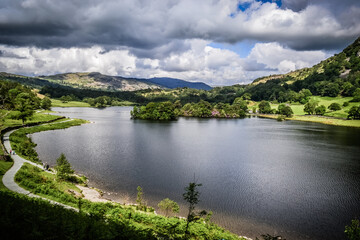 lake and mountains