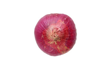 Red onions bulb isolated on white background. Top view