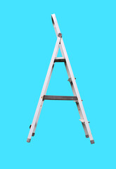 Iron ladder alphabet letter A character font isolated on white background.