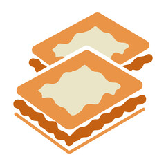 flat color icon pile of puff pastry breads for apps and websites