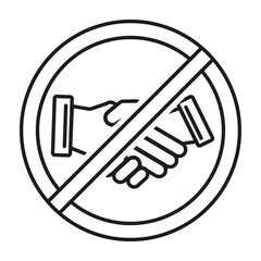 Line art vector handshake prohibited sign for apps or websites