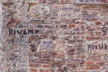 A part of the Romeo's house wall. Verona, Italy.