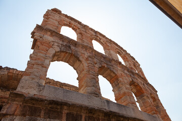The ruins of the ancient Roman arena in Verona. Italy.
