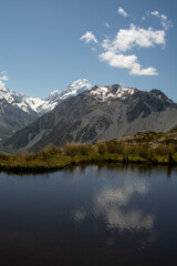 mount cook in reflection of lake