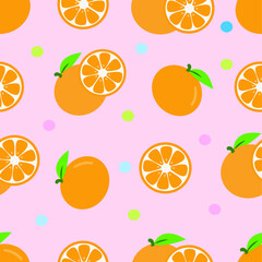 Orange Fruit Seamless Pattern Background Vector