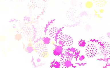 Fototapeta na wymiar Light Pink, Yellow vector natural pattern with flowers, roses.