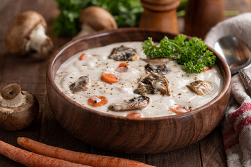 Bowl of cream of mushroom soup