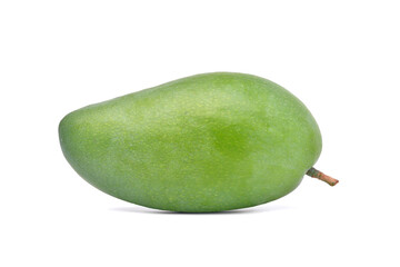 Fresh green mango fruit isolated on white background with clipping path