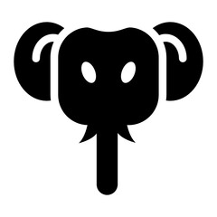 
Filled vector design of elephant animal face 
