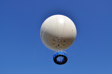 close-up of an air Elevator against a blue sky on a summer day. large balloon for flying.