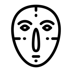 
A baule mask icon in solid design, decorative traditional face mask 
