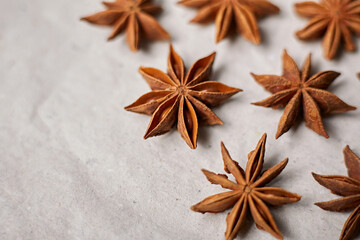 Obraz na płótnie Canvas Star anise spice fruits and seeds. Spice. Seasoning.