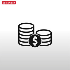 Coins icon vector . Dollar sign