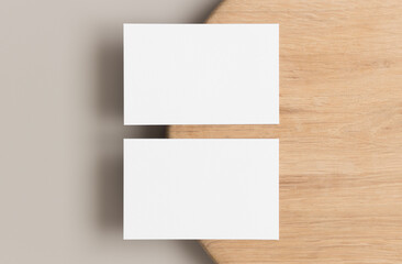 Two white business cards mockup 85x55mm.