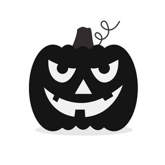 Big black pumpkin with a smile on a white background. Vector. Halloween symbol. All saints day symbol