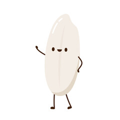 Rice character design. rice vector on white background. rice seed.