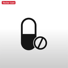 Pill icon vector . Medical sign