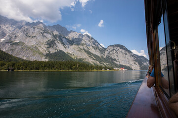 Summer scene in Konigsee lake, Bavaria, South Germany. Europe