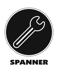 Spanner circle icon AI isolated.