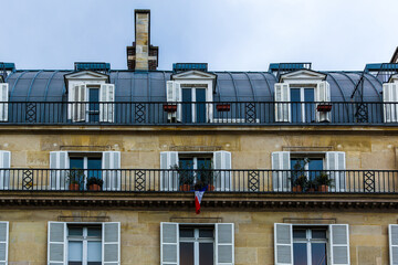 Paris exterior window pattern seen of a building facade