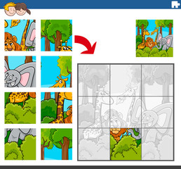 jigsaw puzzle game with comic wild animal characters