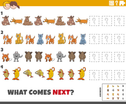 educational pattern task for kids with cartoon animals