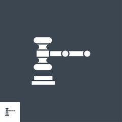 Auction Gavel related vector glyph icon. Isolated on black background. Vector illustration.