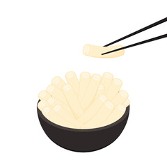 Tteokbokki Noodle vector. Tteokbokki is korean food. Korean bowl vector. Korean bowl on white background.