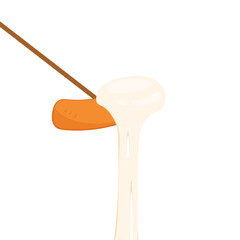 Tteokbokki Noodle vector. Korean food. Spicy rice cake. Tteokbokki on Pick vector. Cheese Stretch.