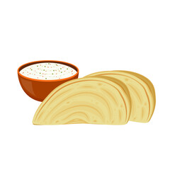 Chapati vector. Chapati on white background.
