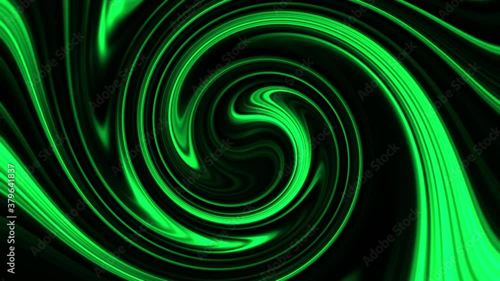 Poster abstract neon green black psychedelic disco swirl seamless loop motion background. 4k 3d green gradi