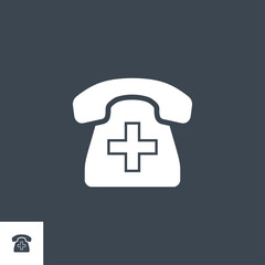 Emergency Phone related vector glyph icon. Isolated on black background. Vector illustration.