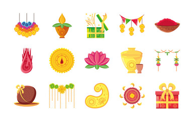 bhai dooj detailed style set of icons vector design