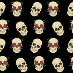 wallpaper with skulls on black background