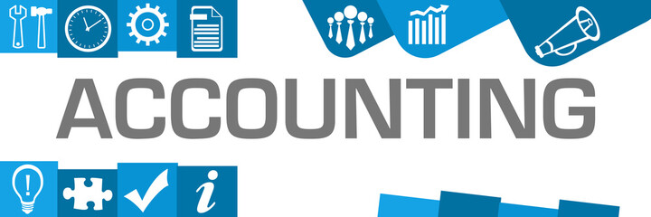 Accounting Blue Various Shapes Business Symbols Up Down Horizontal 