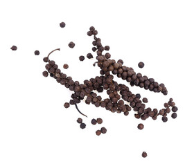 Black pepper isolated on white background.