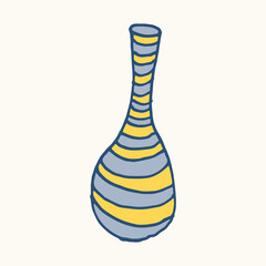 Striped vase isolated on white background. Hand drawn vector illustration. Beautiful interior element. Cozy home object