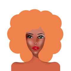 
zodiac signs lion, female portrait illustration, white background