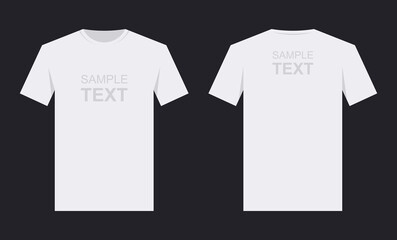 Men's white t-shirt design template, from two sides. Front and back sides
