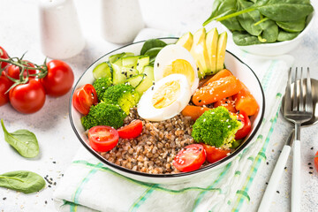 Buddha bowl with Buckwheat and vegetables.