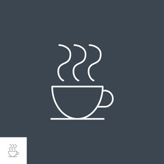 Coffee Cup or Tea Related Vector Line Icon. Isolated on Black Background. Editable Stroke.