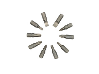 Screwdriver Bit Set isolated on white background.
